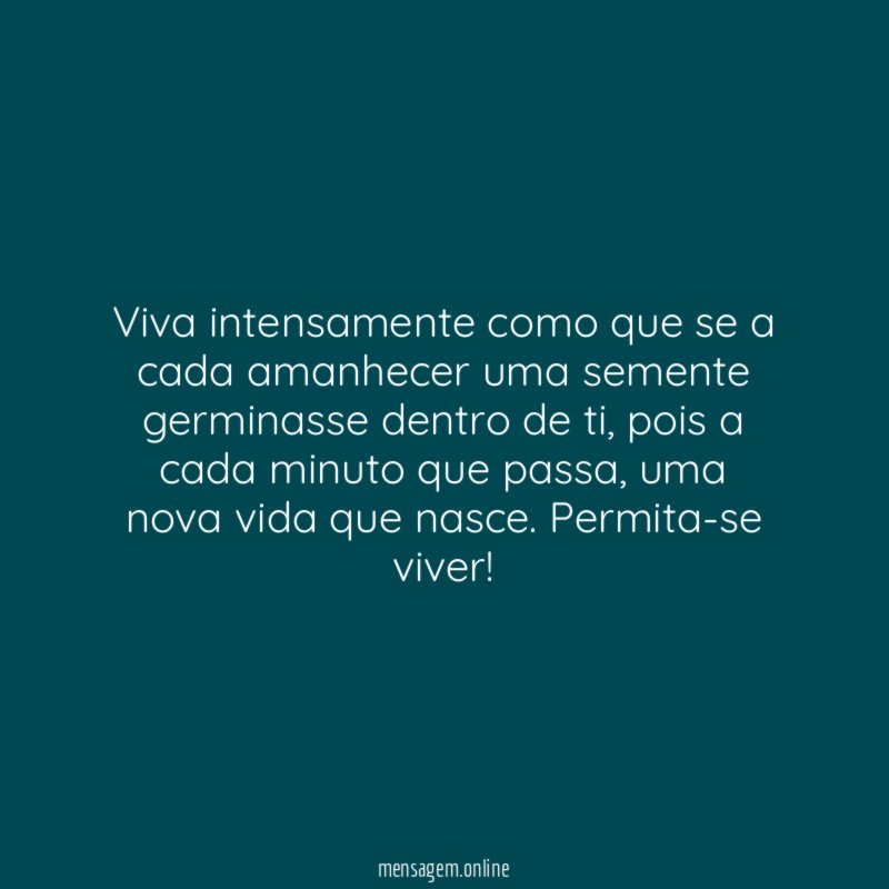 Viva intensamente como que se a cada amanhecer