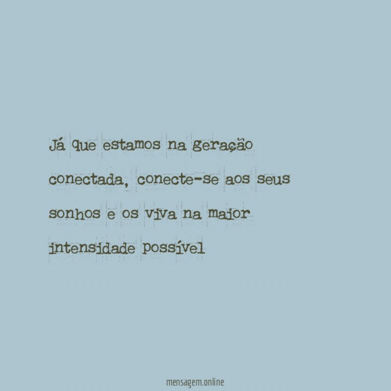 Já que estamos na geração conectada