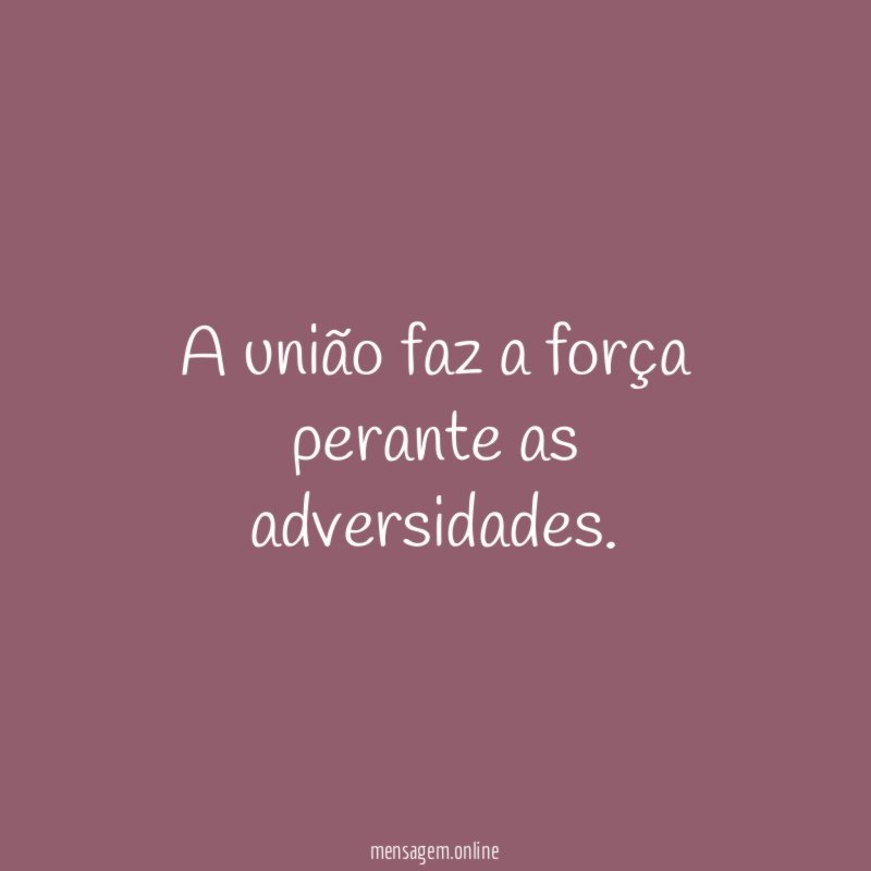 A união faz a força perante as adversidades