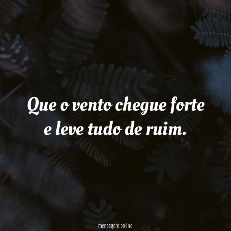 Que o vento chegue forte e leve tudo de ruim