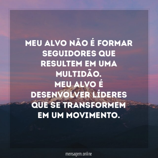 Meu alvo não é formar seguidores que resultem em uma multidão