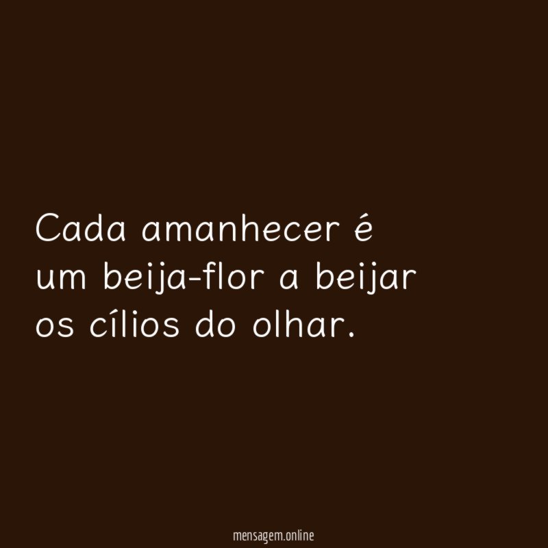 Cada amanhecer é um beija-flor a beijar os cílios do olhar