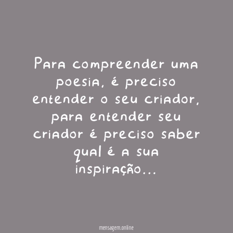 Para compreender uma poesia