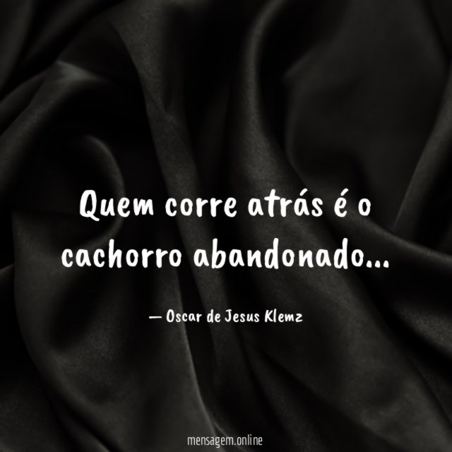 Quem corre atrás é o cachorro abandonado