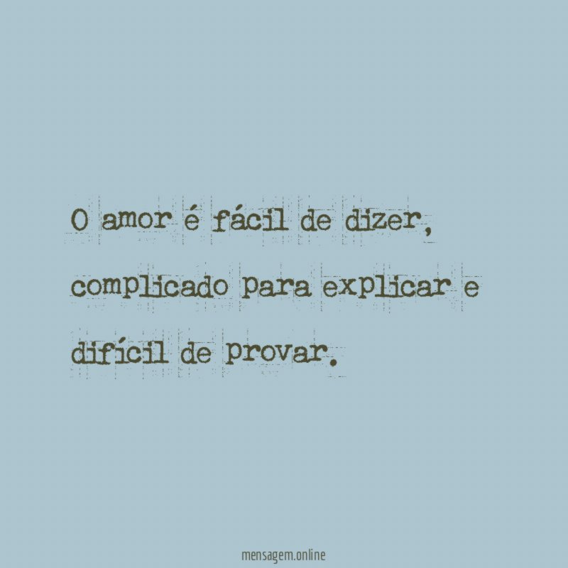 O amor é fácil de dizer