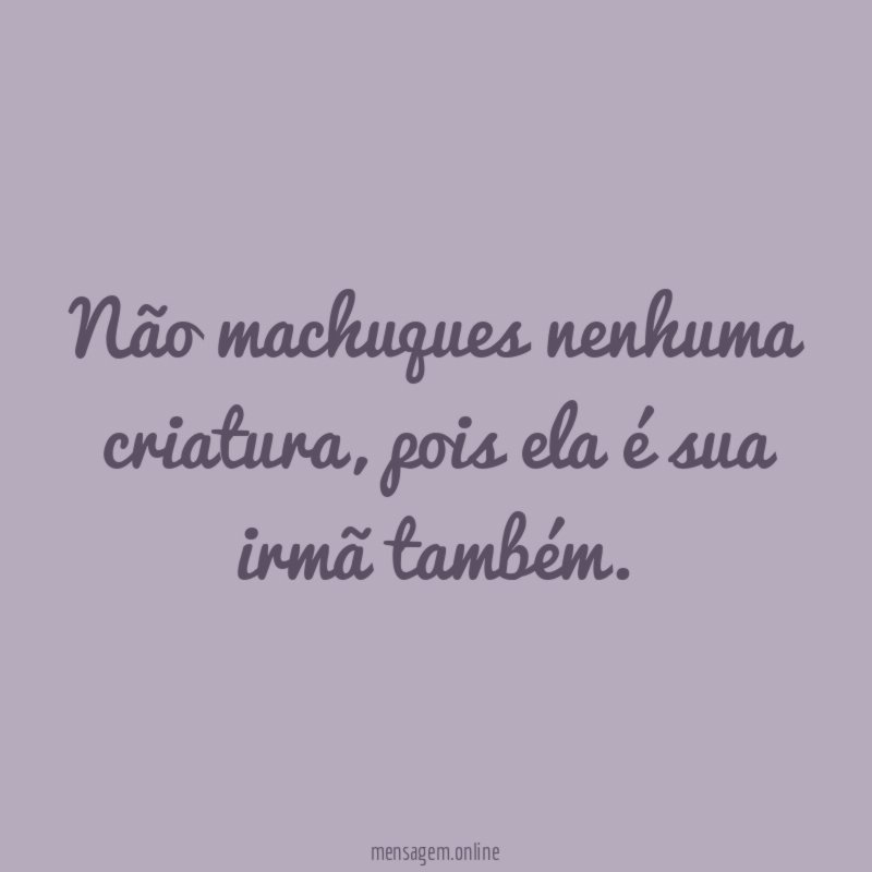 Não machuques nenhuma criatura