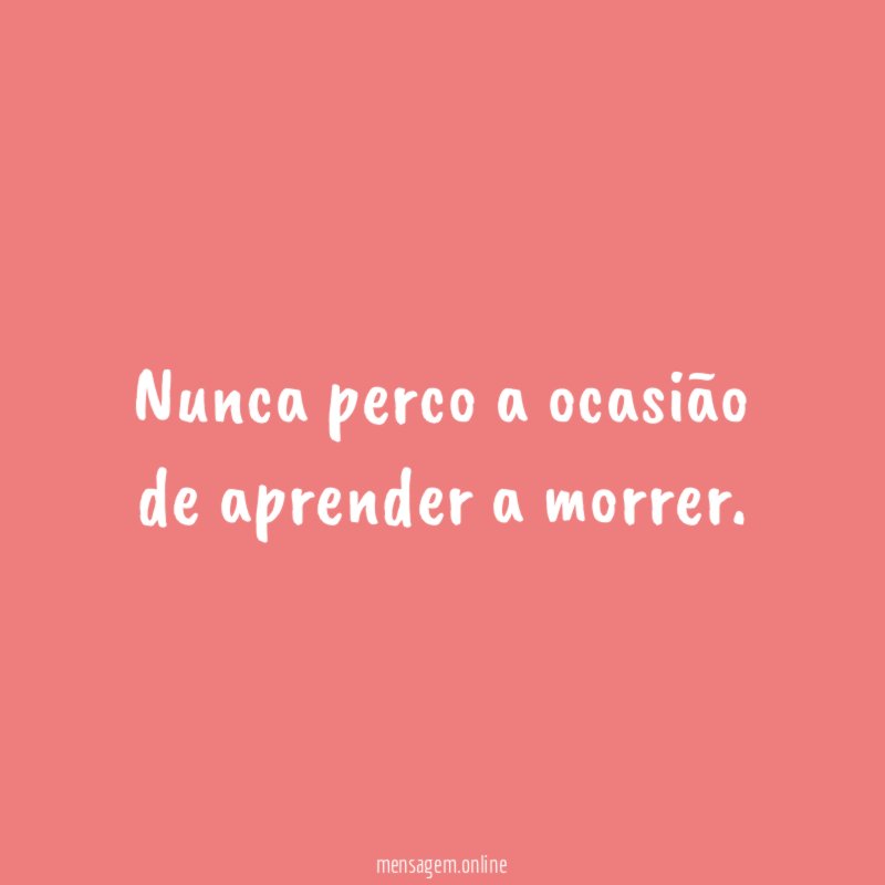 Nunca perco a ocasião de aprender a morrer