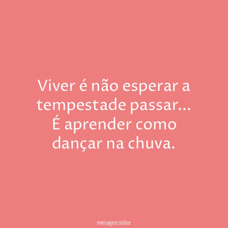 Viver é não esperar a tempestade passar