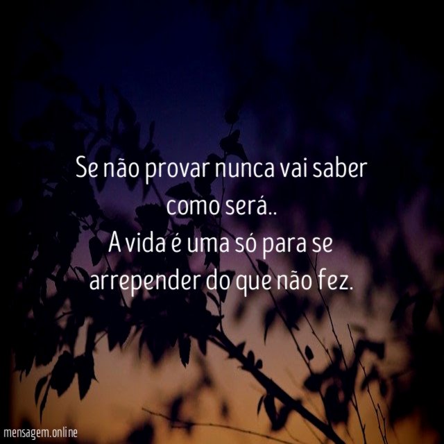 Se não provar nunca vai saber como será