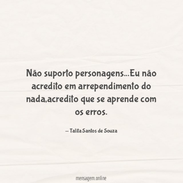 Não suporto personagens