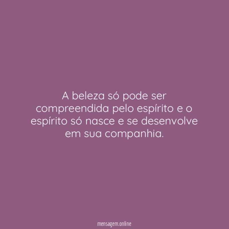 A beleza só pode ser compreendida pelo espírito