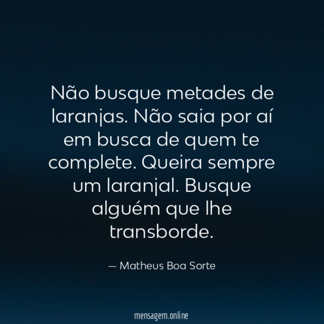 Não busque metades de laranjas
