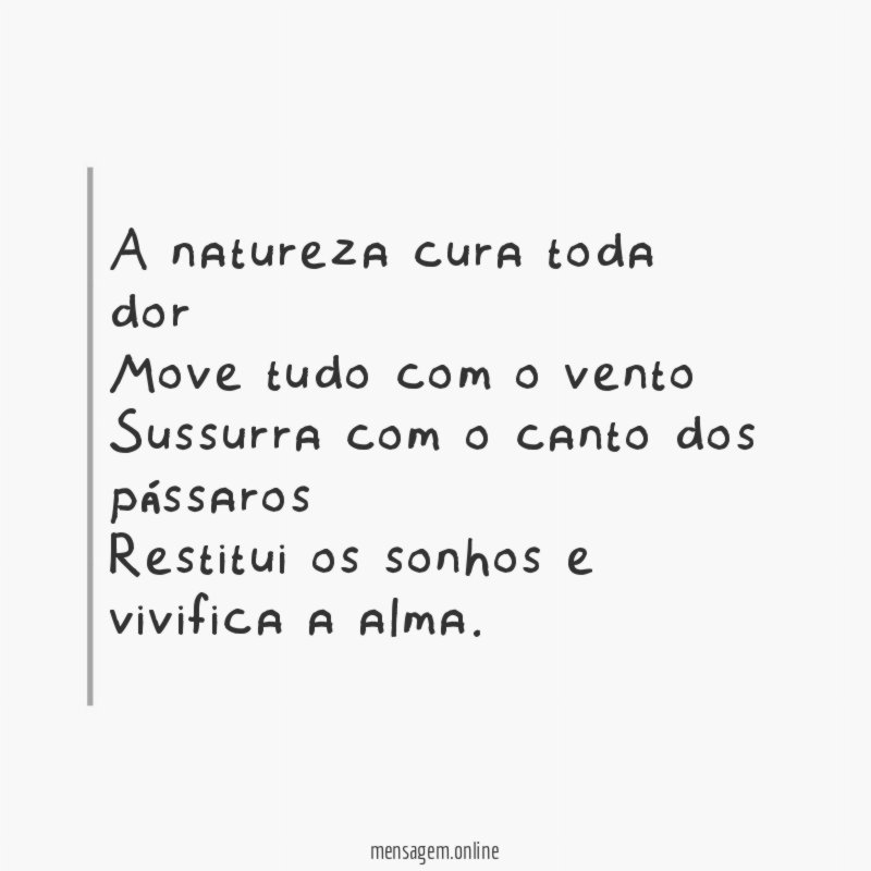 A natureza cura toda dor Move tudo com