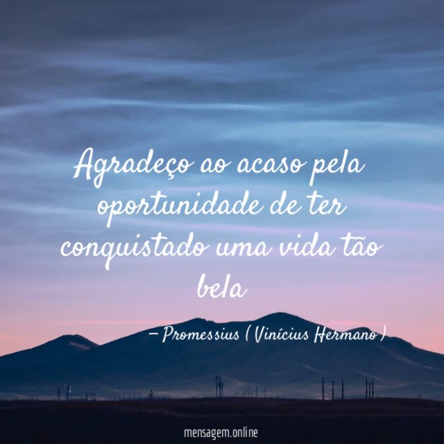 Agradeço ao acaso pela oportunidade de ter conquistado