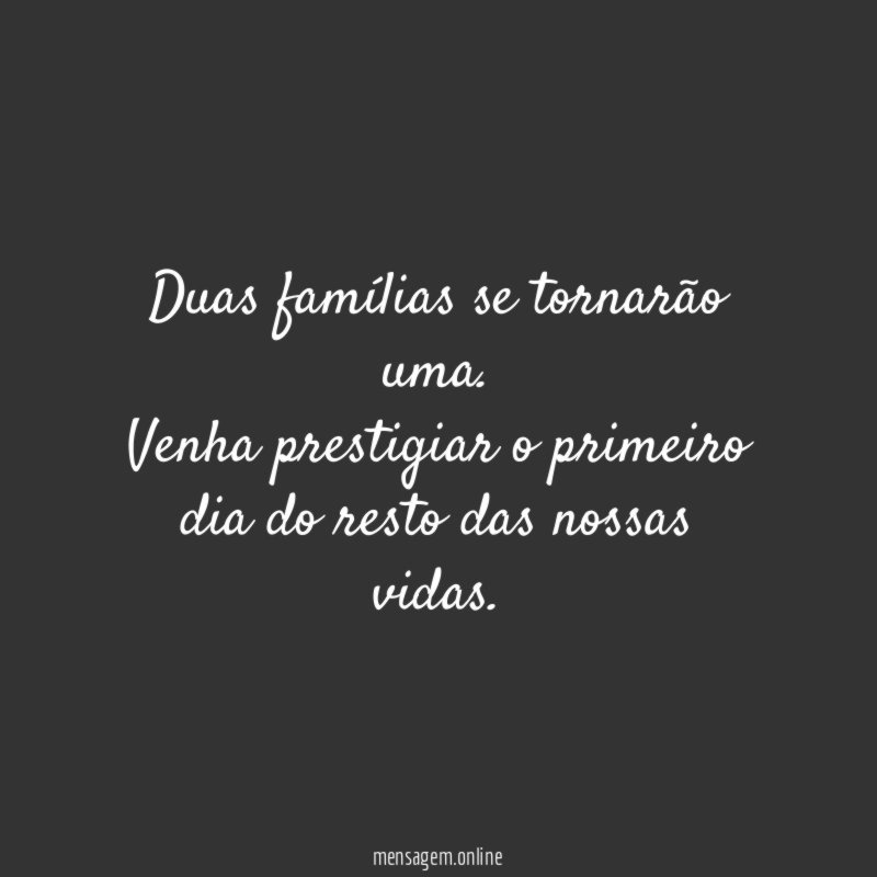 Duas famílias se tornarão uma