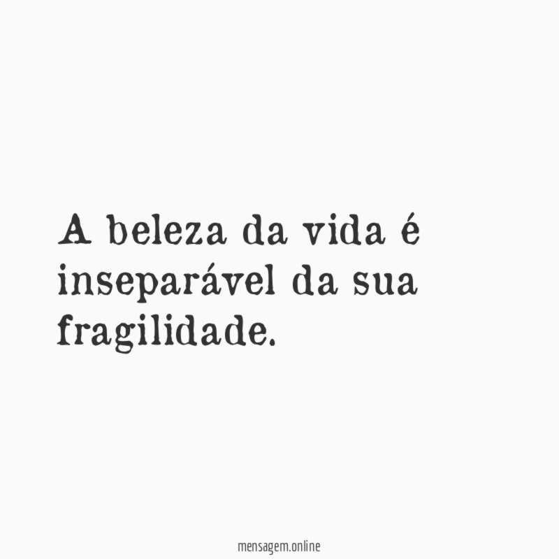 A beleza da vida é inseparável da sua fragilidade