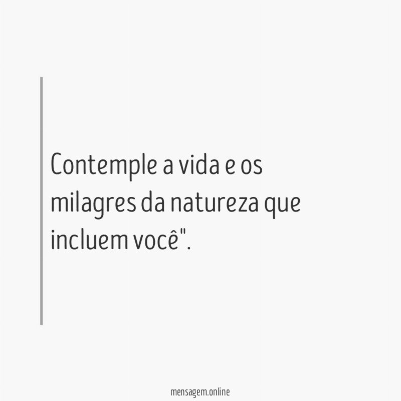 Contemple a vida e os milagres da natureza que incluem você"