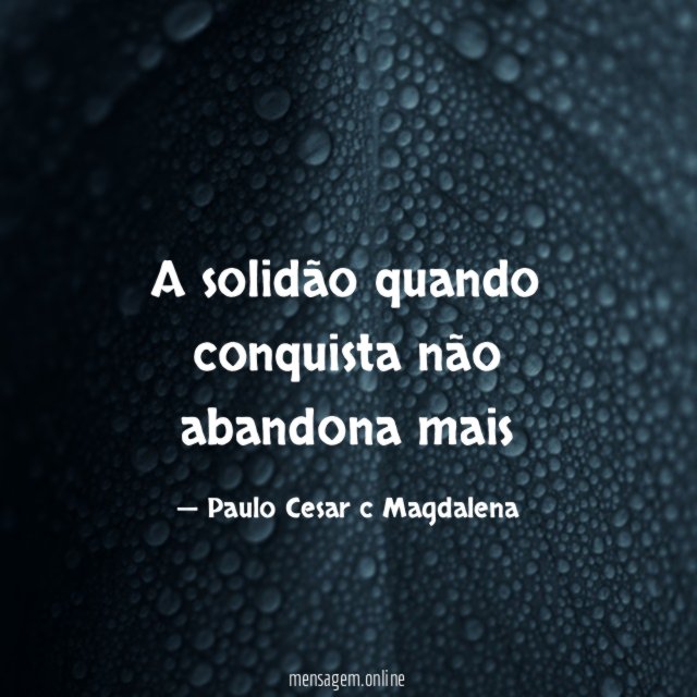 A solidão quando conquista não abandona mais