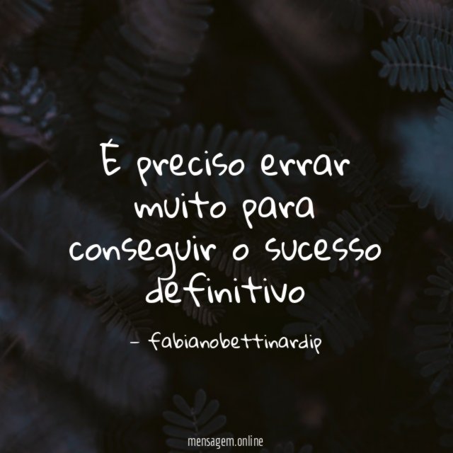 É preciso errar muito para conseguir o sucesso definitivo"