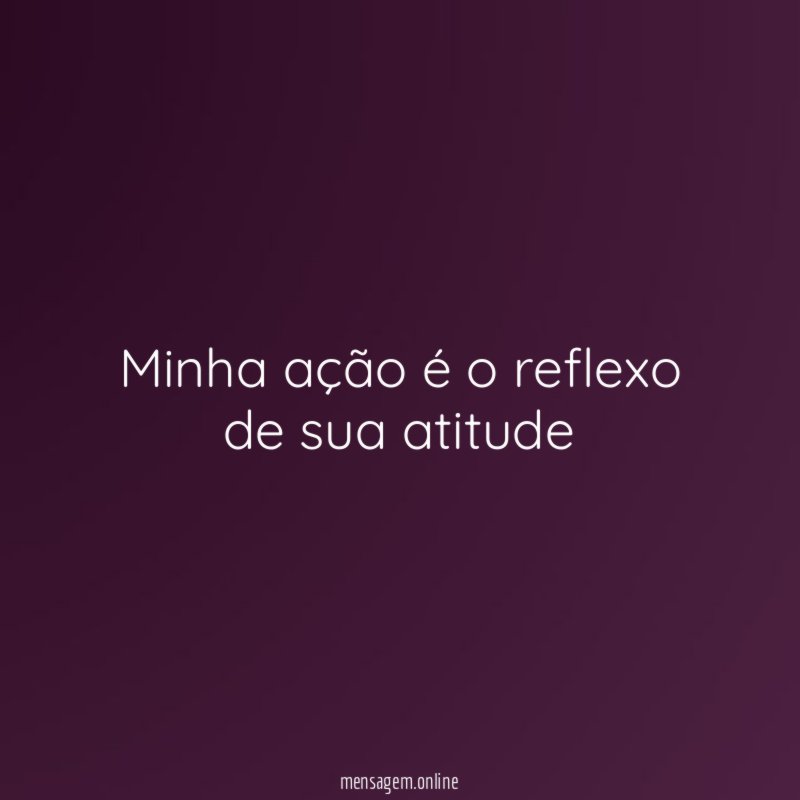 Minha ação é o reflexo de sua atitude"