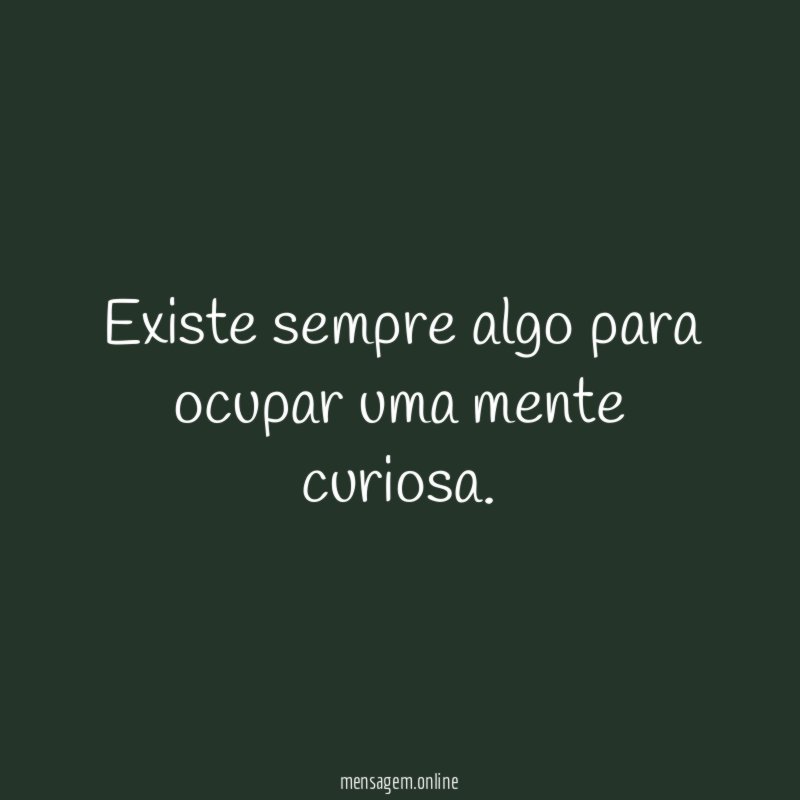 Existe sempre algo para ocupar uma mente curiosa
