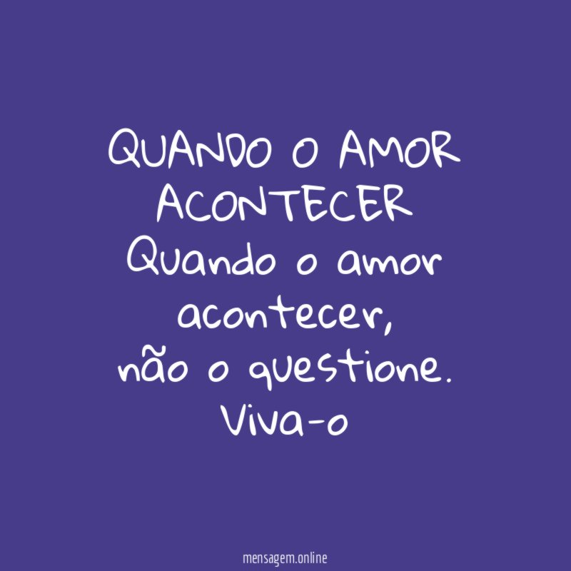 QUANDO O AMOR ACONTECER