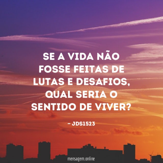 Se a vida não fosse feitas de lutas e desafios