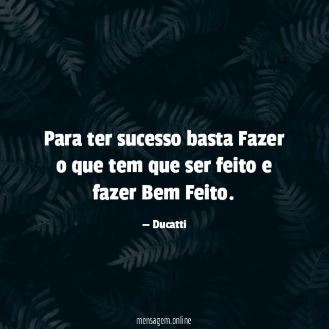 Para ter sucesso basta Fazer o que tem