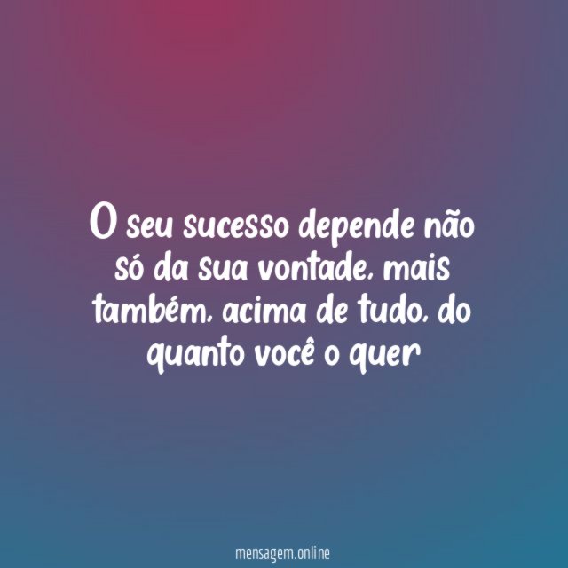 O seu sucesso depende não só da sua vontade