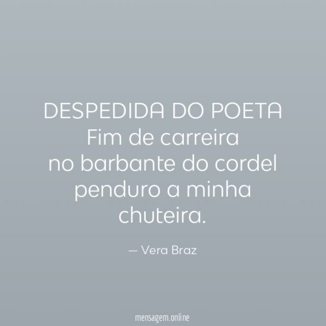 DESPEDIDA DO POETA Fim de carreira no barbante do cordel penduro