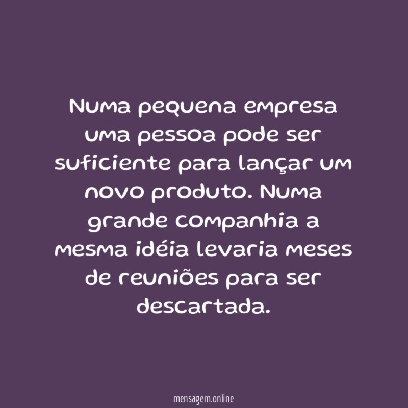 Numa pequena empresa uma pessoa pode ser suficiente