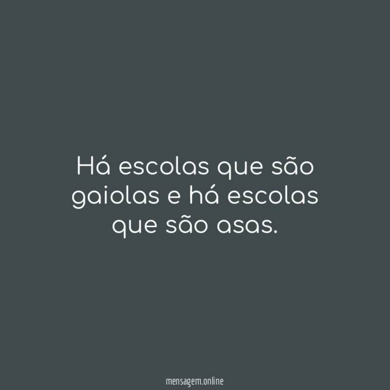 Há escolas que são gaiolas e há escolas