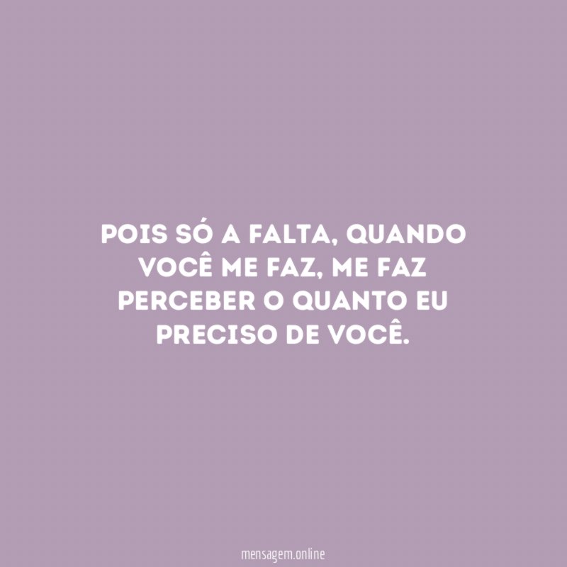 Pois só a falta