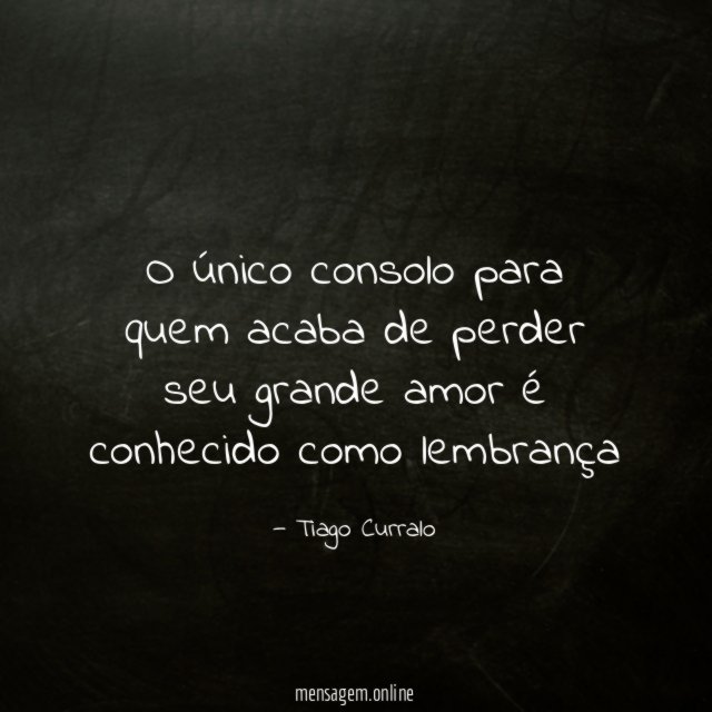 O único consolo para quem acaba de perder