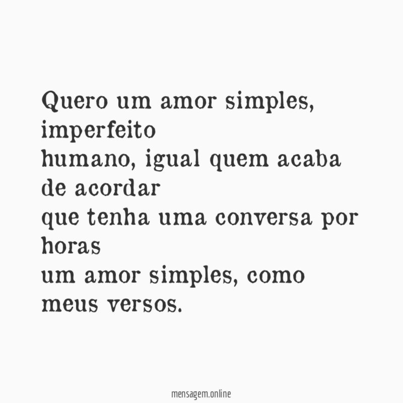 Quero um amor simples