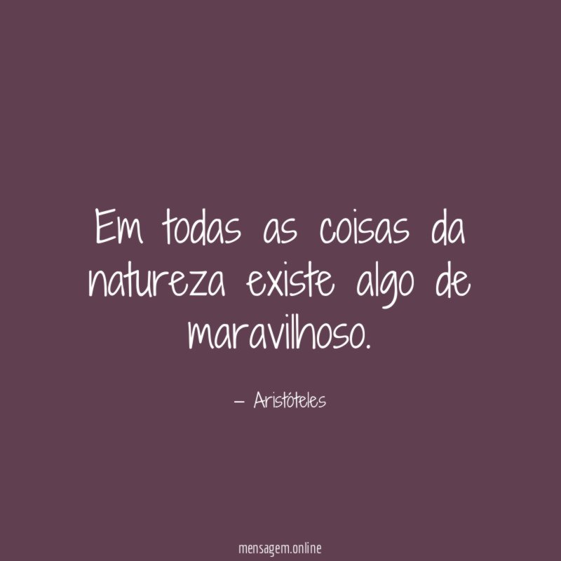Em todas as coisas da natureza existe algo de maravilhoso