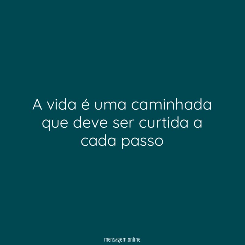 A vida é uma caminhada que deve ser curtida a cada passo”