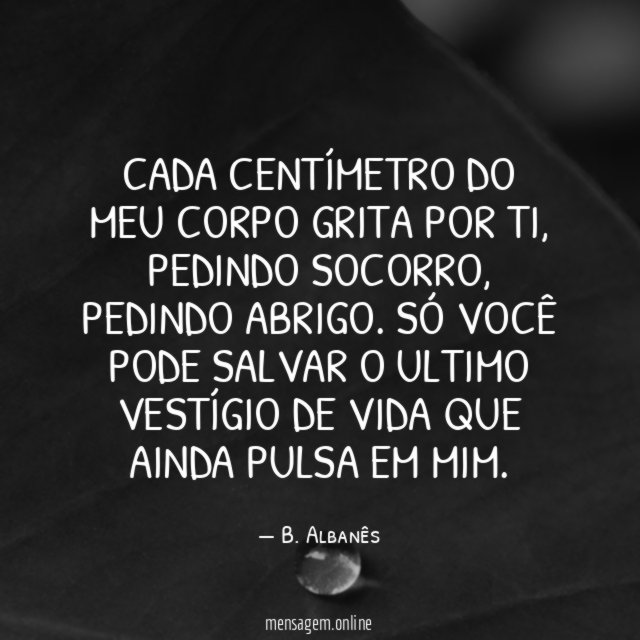 Cada centímetro do meu corpo grita por ti