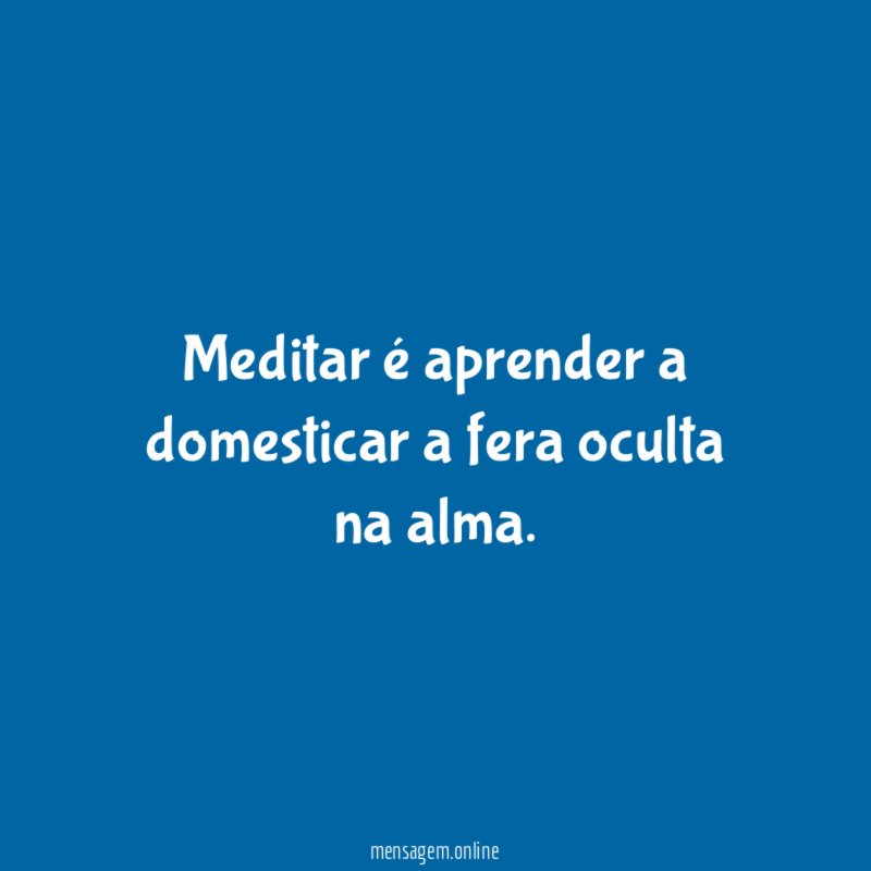 Meditar é aprender a domesticar a fera oculta na alma