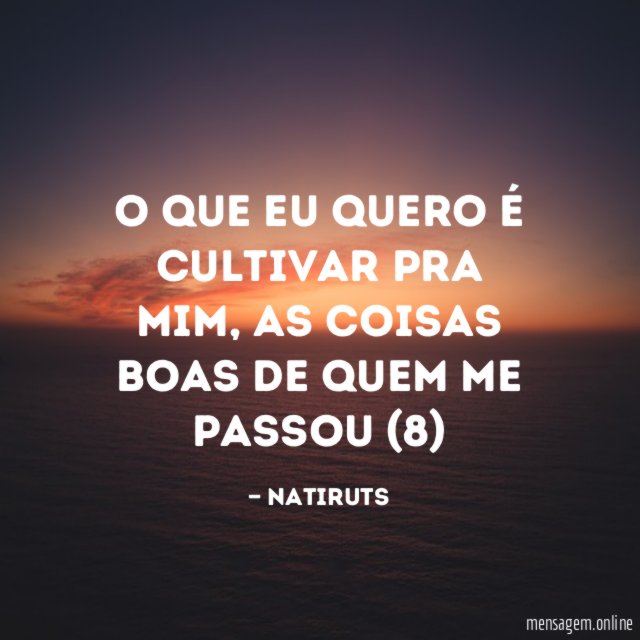O que eu quero é cultivar pra mim