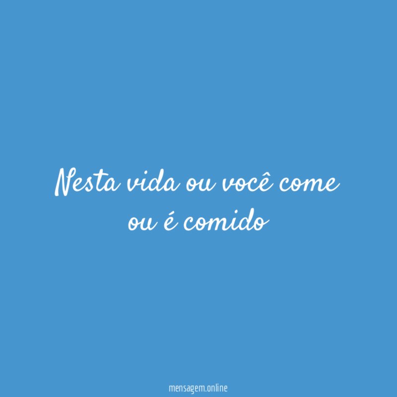 Nesta vida ou você come ou é comido