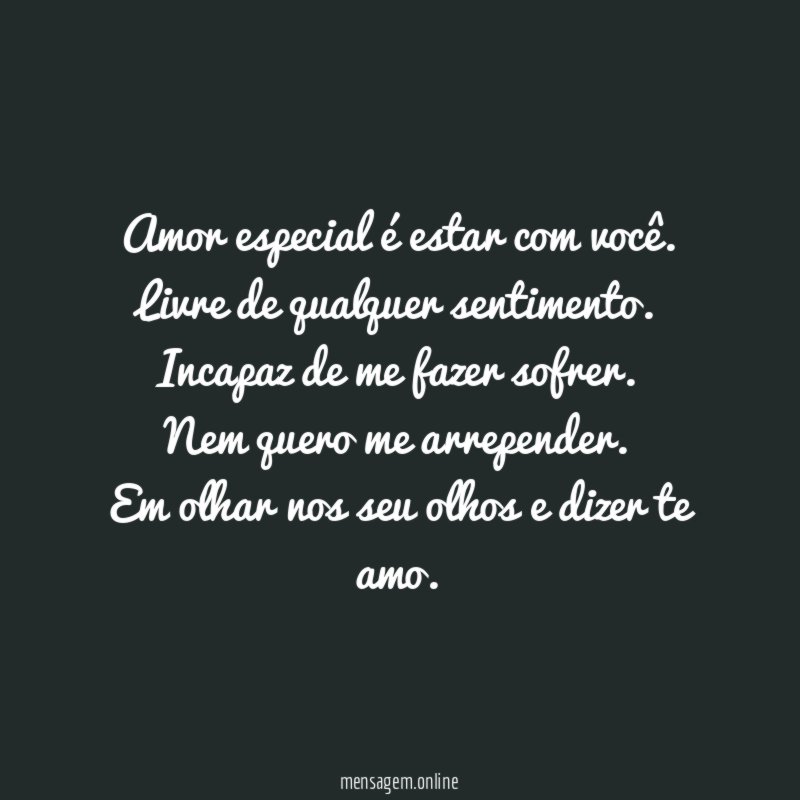 Amor especial é estar com você