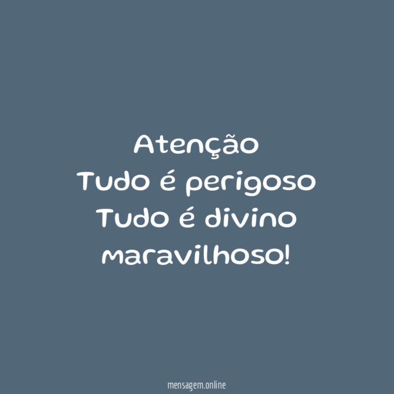 Atenção Tudo é perigoso Tudo é divino maravilhoso