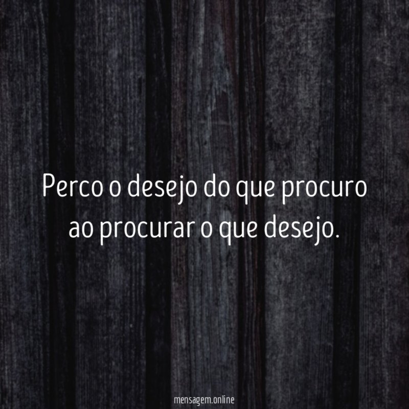 Perco o desejo do que procuro ao procurar o que desejo