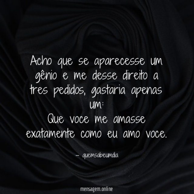 Acho que se aparecesse um gênio e me
