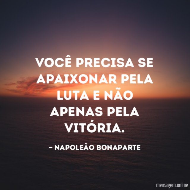 Você precisa se apaixonar pela luta e não