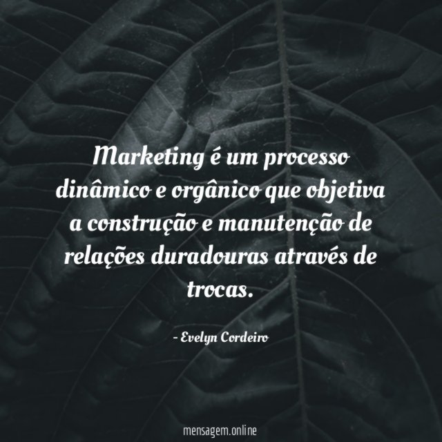 Marketing é um processo dinâmico e orgânico que