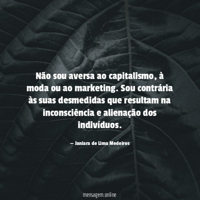 Não sou aversa ao capitalismo