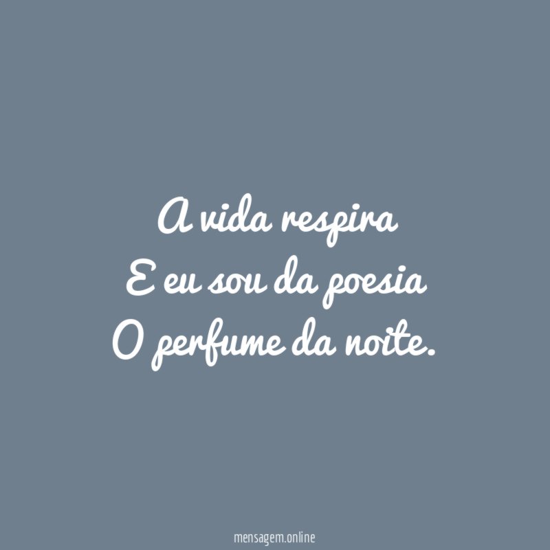 A vida respira E eu sou da poesia O perfume da noite