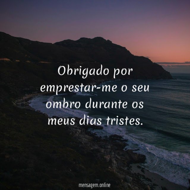 Obrigado por emprestar-me o seu ombro durante os meus dias tristes